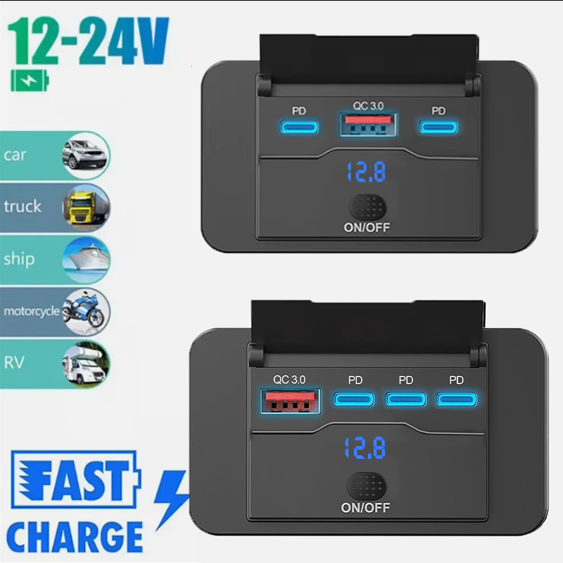 Car Accessories Qc - Três PD & QC 3.0 Carregador