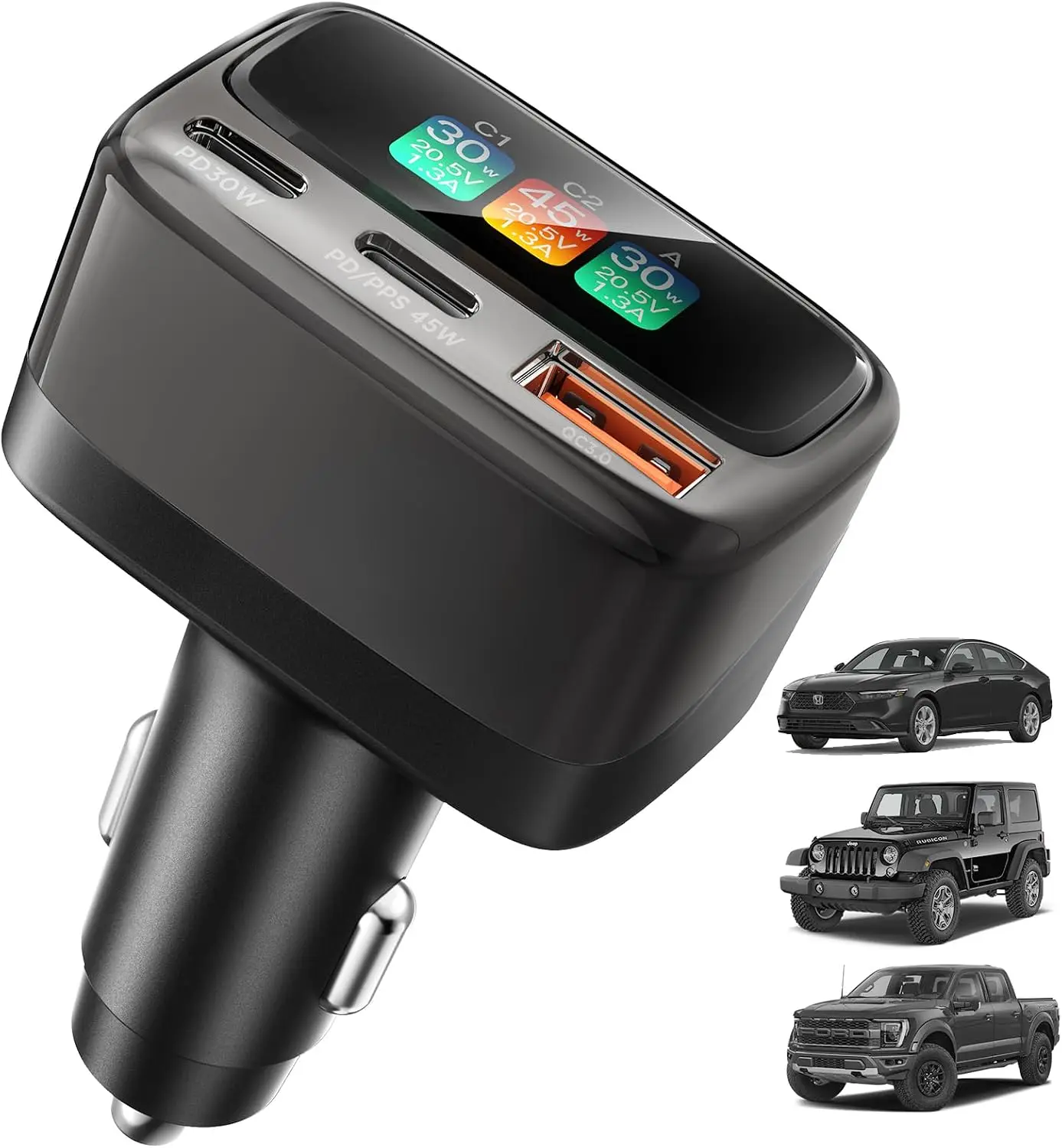 Car Accessories Gifts - Carregador Veicular USB-C 105W com Display