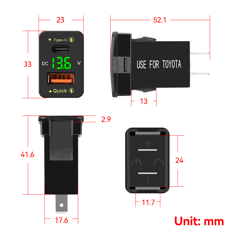 Qc3.0 48w usb c pd porta 12v/2 - Car Accessories Qc avaliação e preço