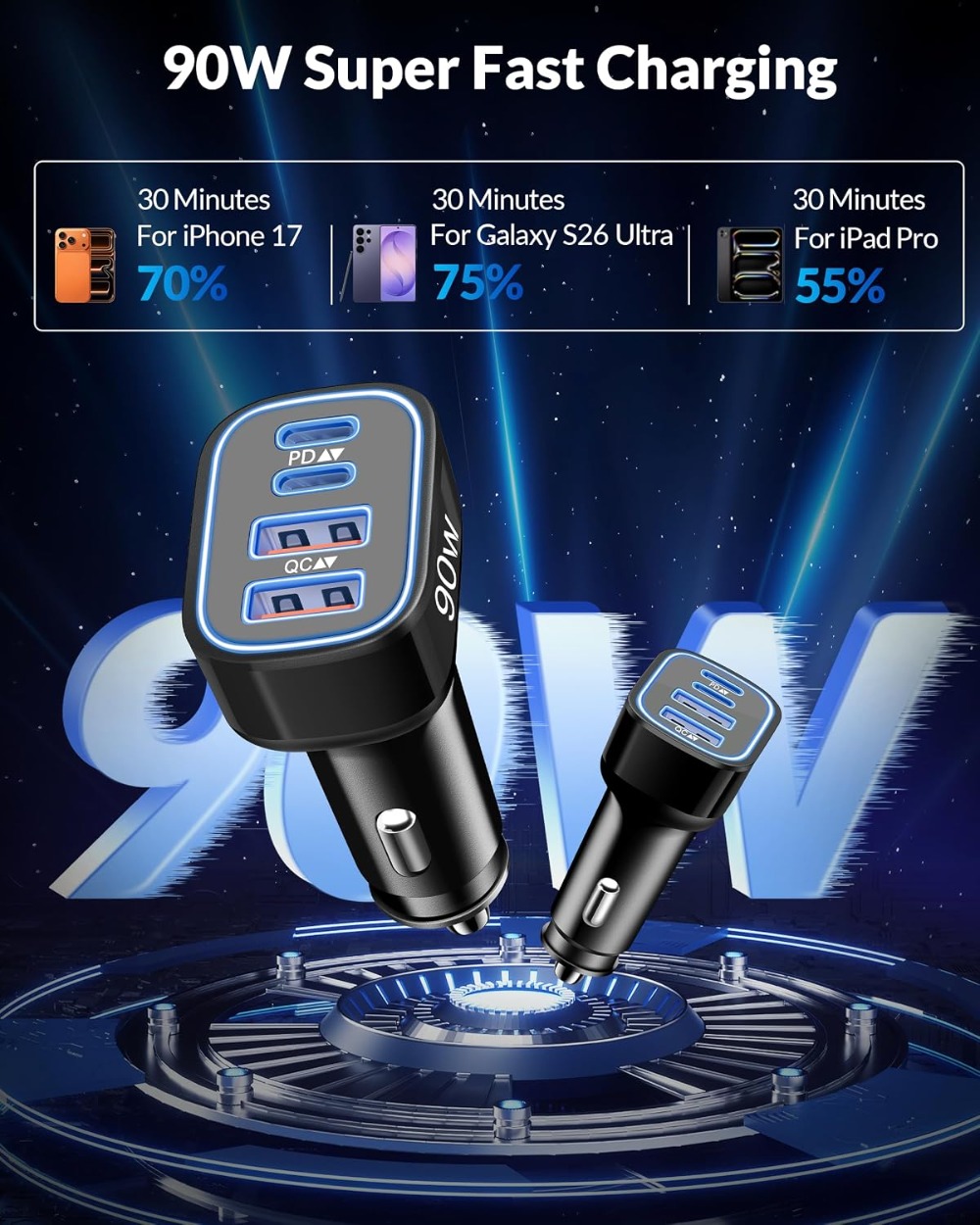 Carregador de Carro USB-C Rápi - Car Accessories Qc avaliação e preço