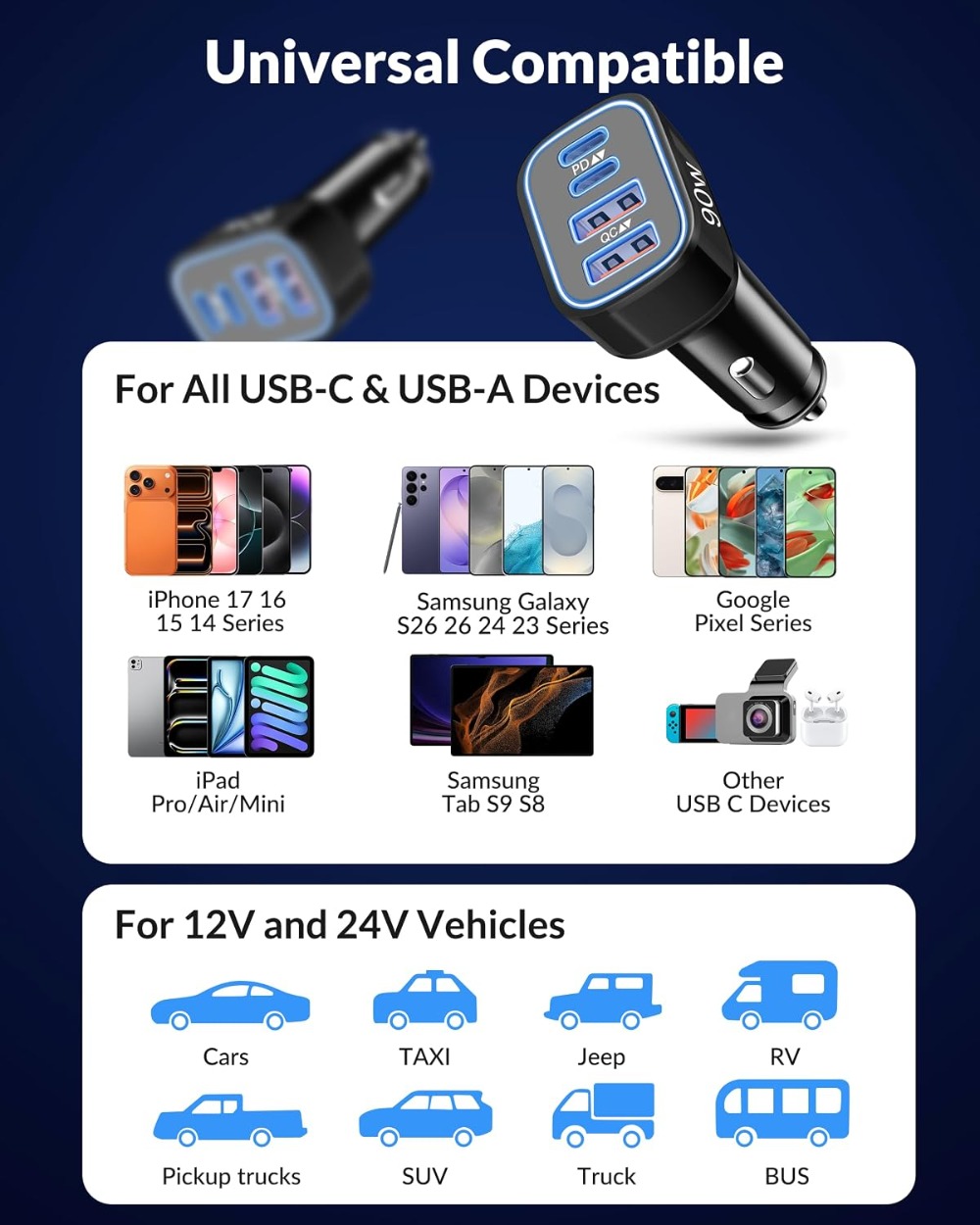 Carregador de Carro USB-C Rápi - Car Accessories Qc avaliação e preço